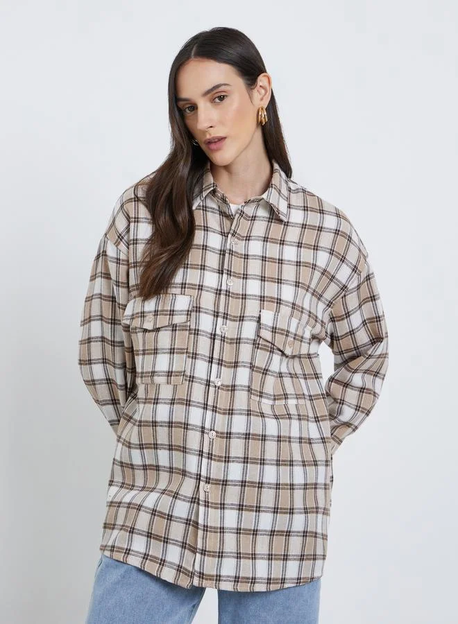 ستايلي بلوزة فضفاضة بطبعة مربعات