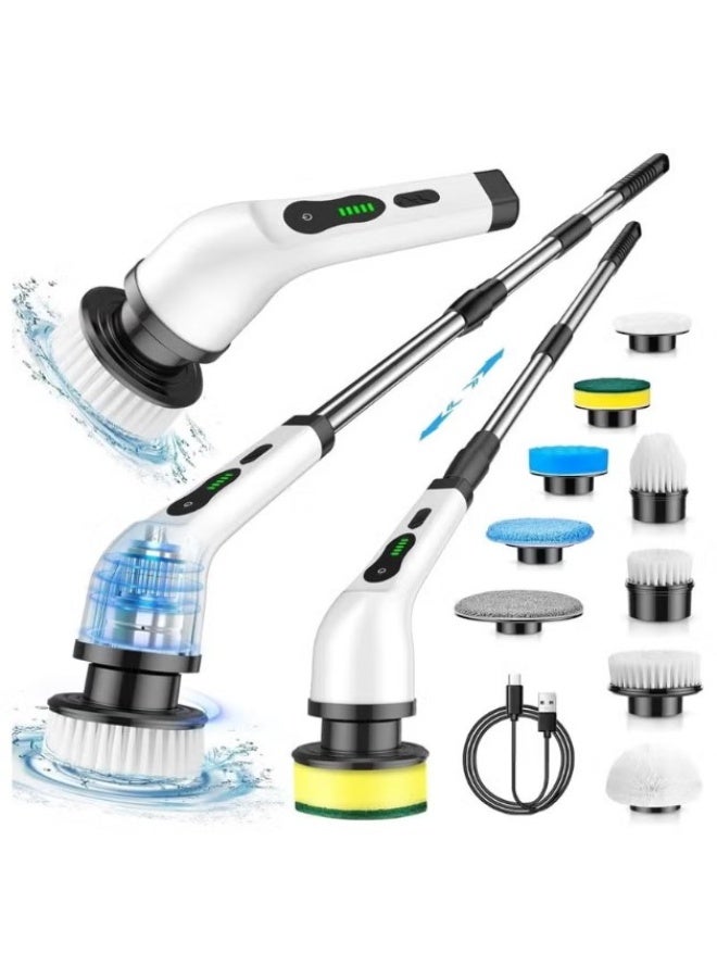 Denx Cordless Electric Cleaning Brush, 2-Speed ​​with 9 Replaceable Heads and 3 Adjustable Telescopic Rods, Type-C Charging, 25W Power, for Cleaning Kitchen, Tiles, Bathtub and Floors - Image 2