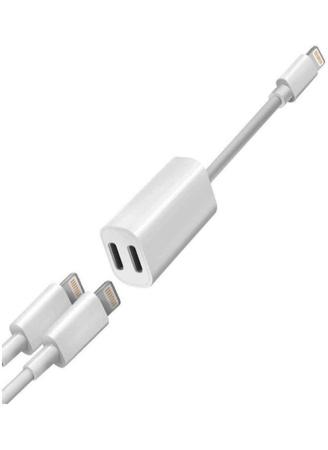 NIBEMINENT Dual Splitter Lightning Cable Adapter White  - Image 1