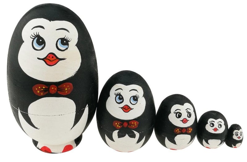 Set 5 Pcs Cute Animal Theme Penguin Egg Shape Stacking Toy