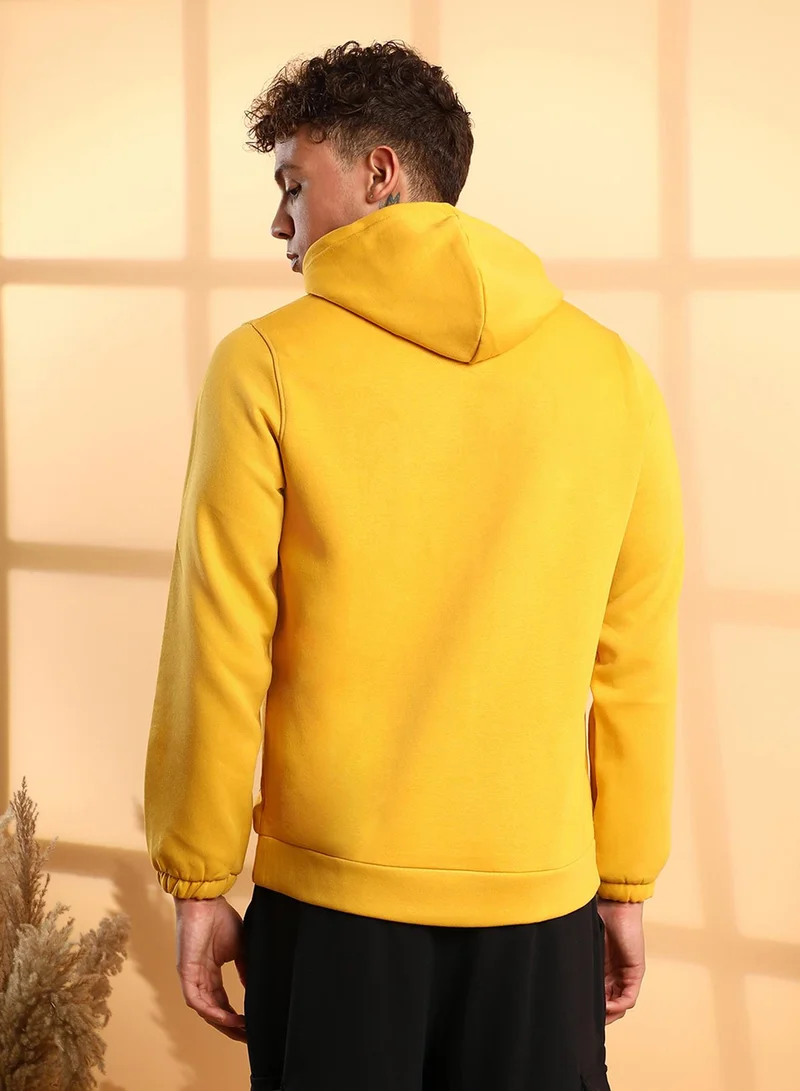 كامبوس سوترا Men's Yellow Rethink Hoodie With Ribbed Hem