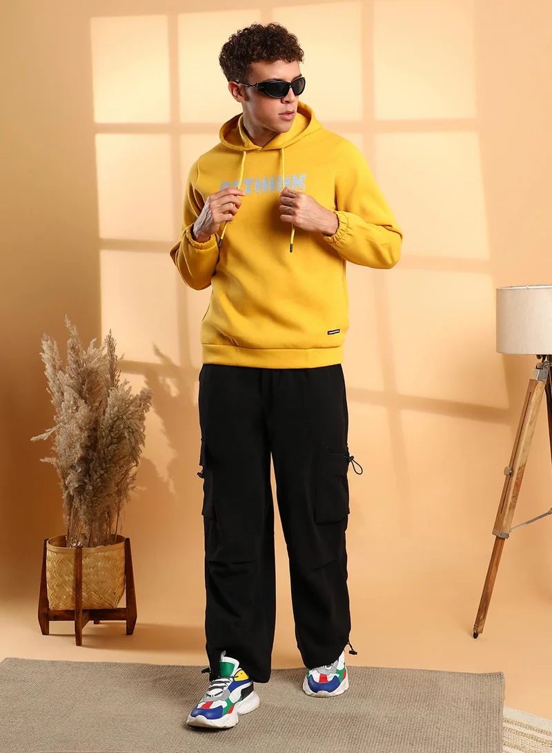 كامبوس سوترا Men's Yellow Rethink Hoodie With Ribbed Hem