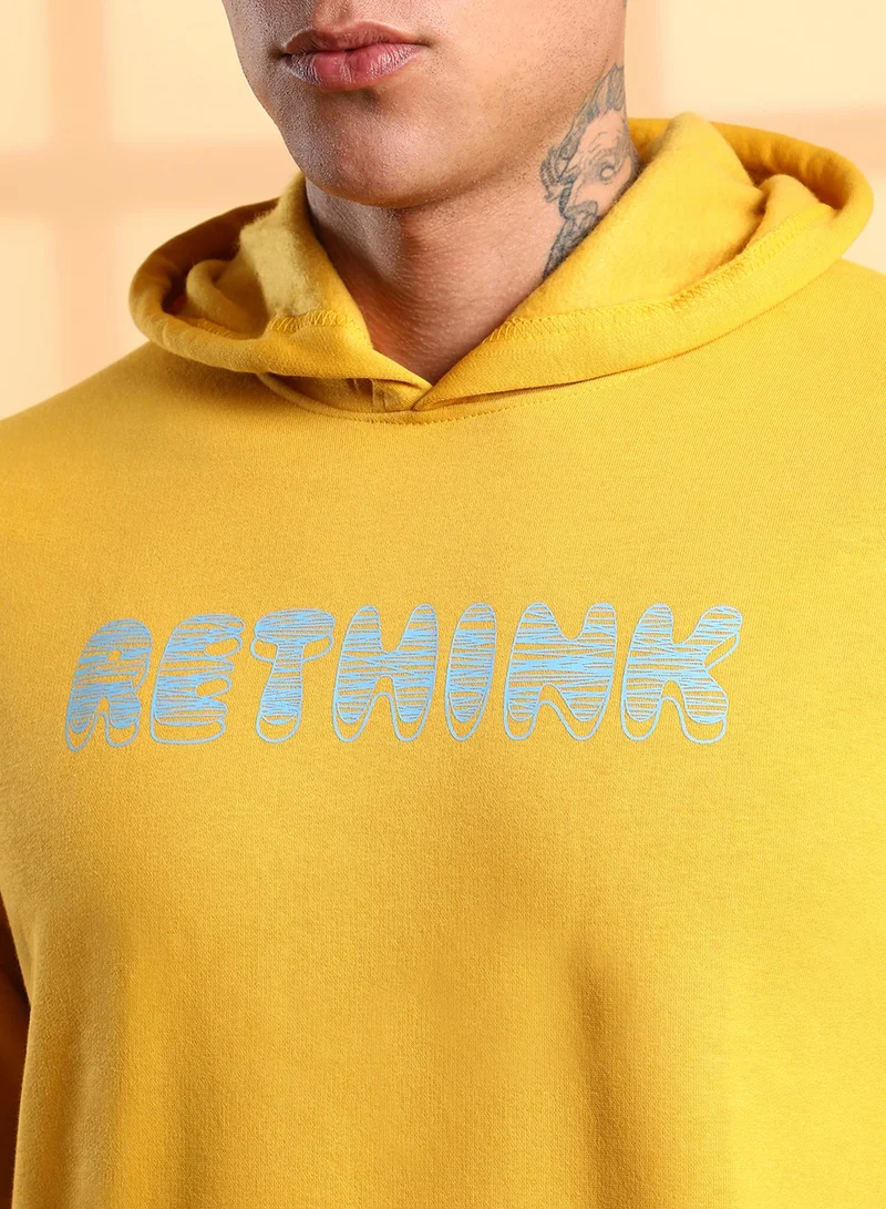 كامبوس سوترا Men's Yellow Rethink Hoodie With Ribbed Hem
