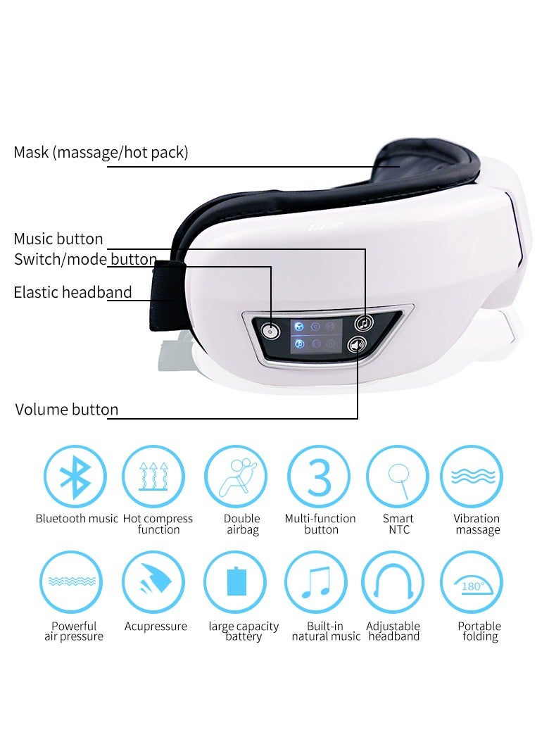 Verci Eye Massager With Heat Smart Airbag Vibration Eye Care Compress Bluetooth Eye Massage Relax Migraines Relief Improve Sleep  - Image 3