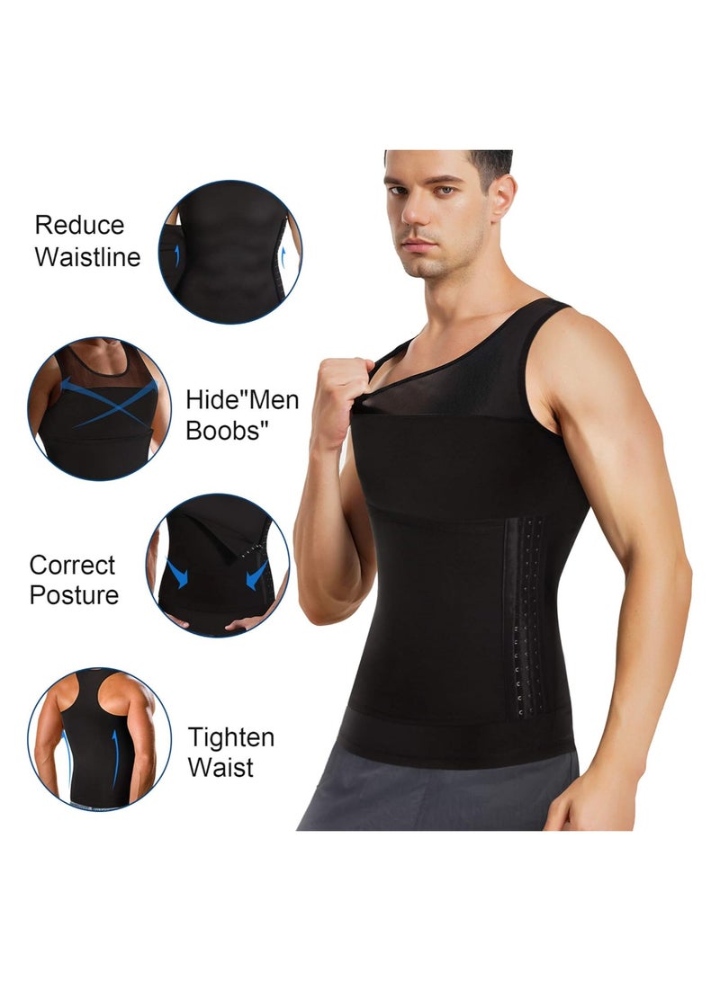 SOLARAE Mens Compression Shirt, Slimming Body Shaper Undershirt, Tummy Control Vest Workout Tank Top for Abdomen, Men's Slimming Vest Warm, Weight Loss Belly Fat, for 68kg-80kg, Waist Circumference 86cm-96cm - Image 4