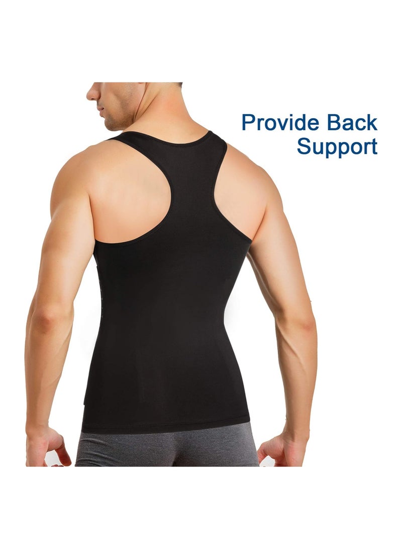 SOLARAE Mens Compression Shirt, Slimming Body Shaper Undershirt, Tummy Control Vest Workout Tank Top for Abdomen, Men's Slimming Vest Warm, Weight Loss Belly Fat, for 68kg-80kg, Waist Circumference 86cm-96cm - Image 2