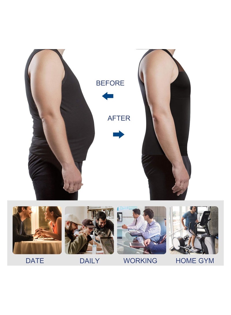 SOLARAE Mens Compression Shirt, Slimming Body Shaper Undershirt, Tummy Control Vest Workout Tank Top for Abdomen, Men's Slimming Vest Warm, Weight Loss Belly Fat, for 68kg-80kg, Waist Circumference 86cm-96cm - Image 5