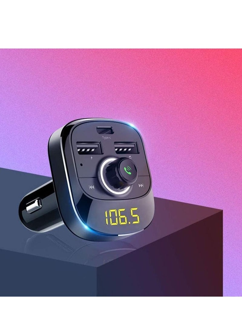 جهاز إرسال FM للسيارة، محول صوت راديو بلوتوث 5.0 مع شحن سريع QC3.0، منفذ شحن PD، محرك USB، بطاقة TF، مشغل MP3، يدعم المكالمات بدون استخدام اليدين، أسود - Image 2