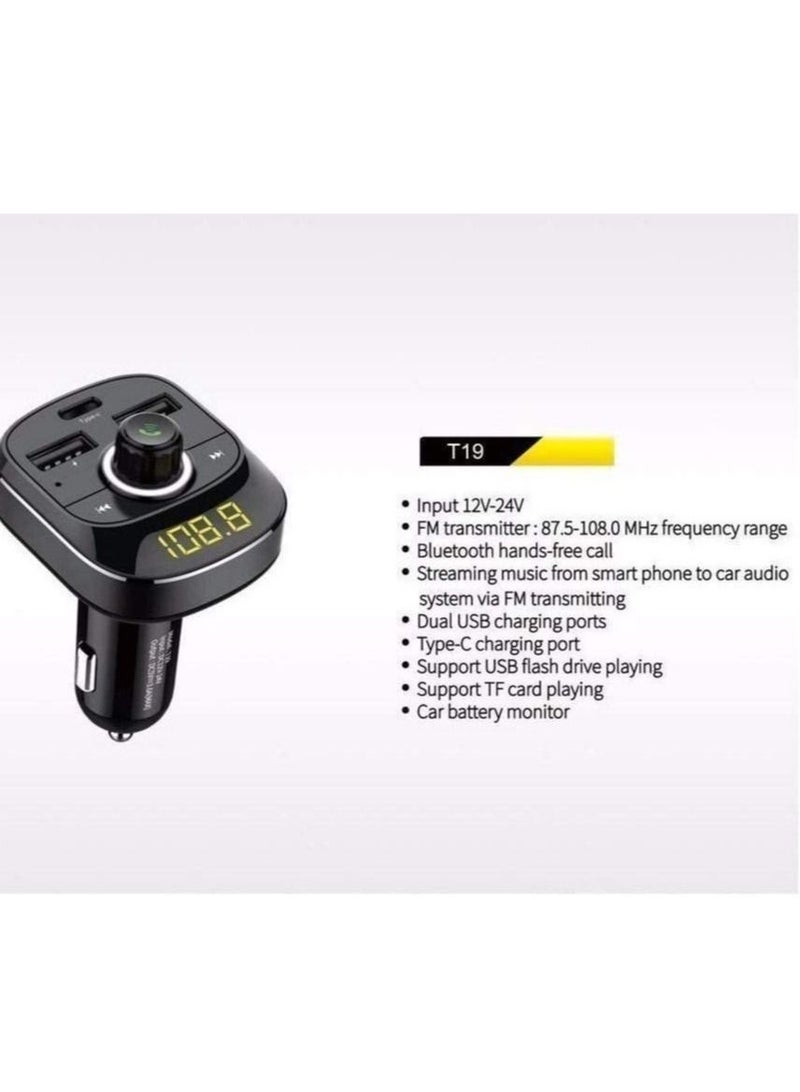 جهاز إرسال FM للسيارة، محول صوت راديو بلوتوث 5.0 مع شحن سريع QC3.0، منفذ شحن PD، محرك USB، بطاقة TF، مشغل MP3، يدعم المكالمات بدون استخدام اليدين، أسود - Image 3