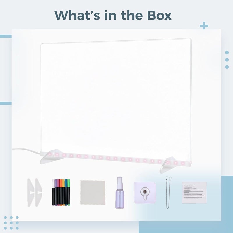 USB Dimming Led Acrylic Message Board, Luminous Drawing Board, Erasable Note Board for Decoration, Home and Party - Image 5
