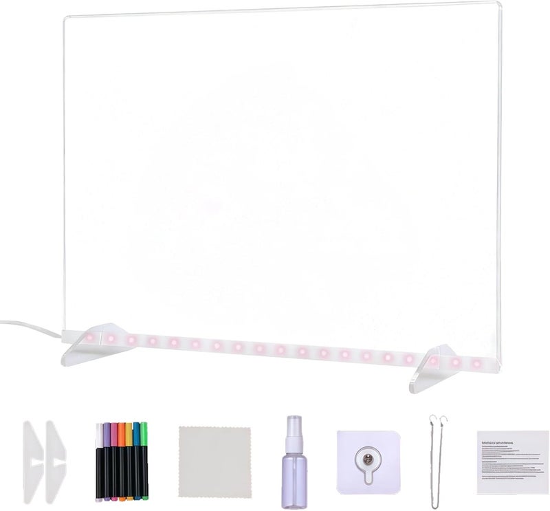 USB Dimming Led Acrylic Message Board, Luminous Drawing Board, Erasable Note Board for Decoration, Home and Party - Image 1
