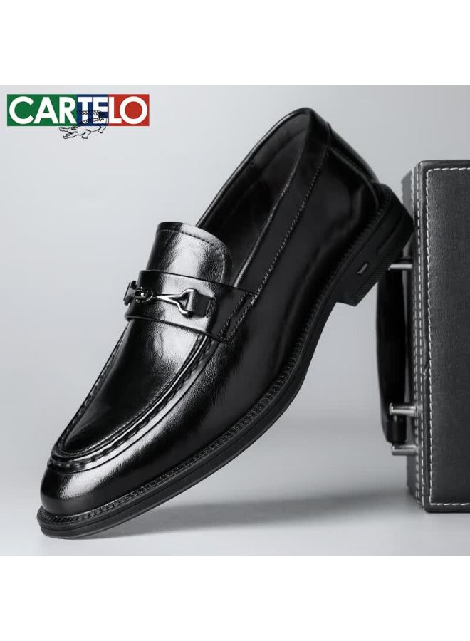 Cartelo First Layer Cowhide Business Leather Shoes Men New Casual Suit Shoes Men's Loafers K052 Black Size 42 - Image 4