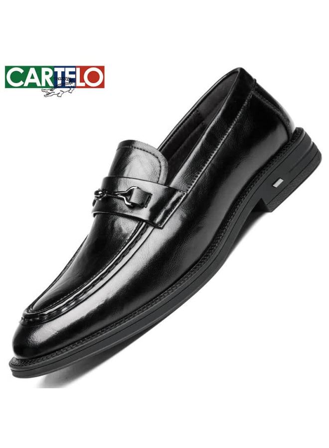 Cartelo First Layer Cowhide Business Leather Shoes Men New Casual Suit Shoes Men's Loafers K052 Black Size 42 - Image 3