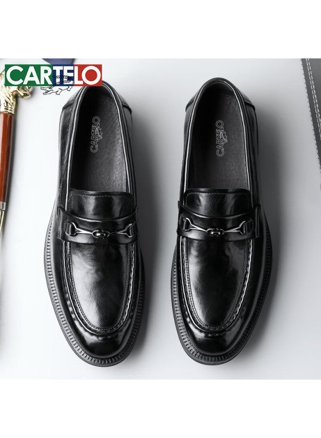 Cartelo First Layer Cowhide Business Leather Shoes Men New Casual Suit Shoes Men's Loafers K052 Black Size 42 - Image 2