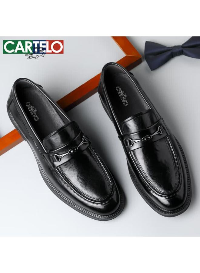 Cartelo First Layer Cowhide Business Leather Shoes Men New Casual Suit Shoes Men's Loafers K052 Black Size 42 - Image 5