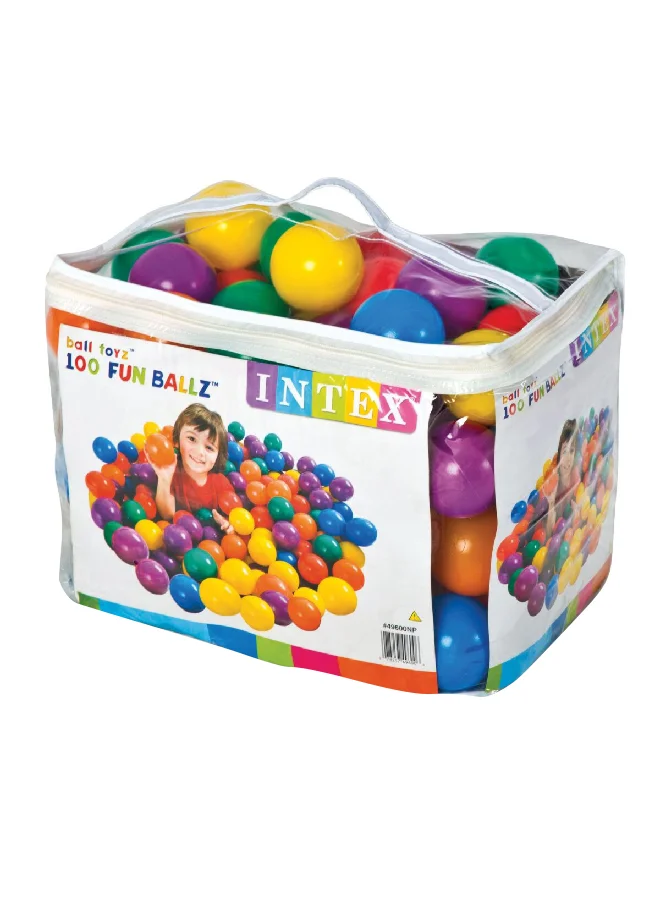 INTEX 100-Piece Ball Toyz Polyvinyl Chloride Vibrant Fun Balls Multicolor 17 x 12 x 19 Inch 49600