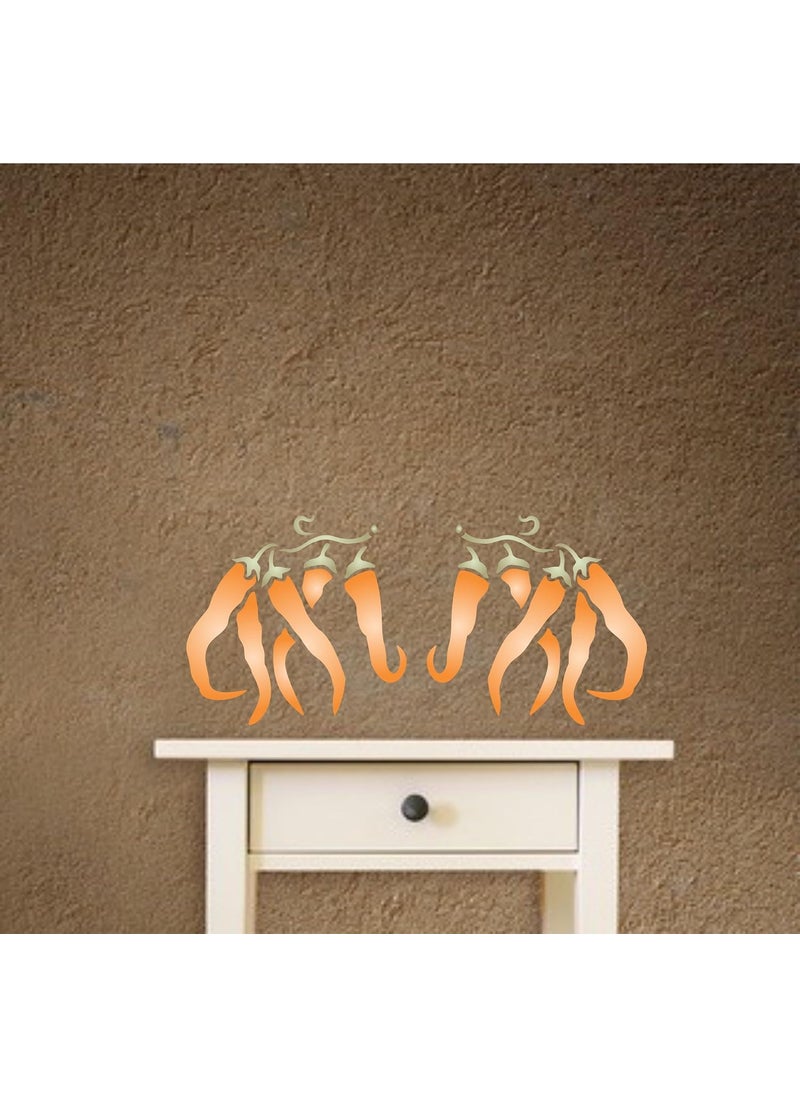 Usnyabni Chili Pepper Stencil - (Size 5?w x 5?h) Reusable Wall Stencils for Painting Vegetable Kitchen Stencil Ideas - Use on Walls, Floors, Fabrics, Glass, Wood, Terracotta, and More?  - Image 4