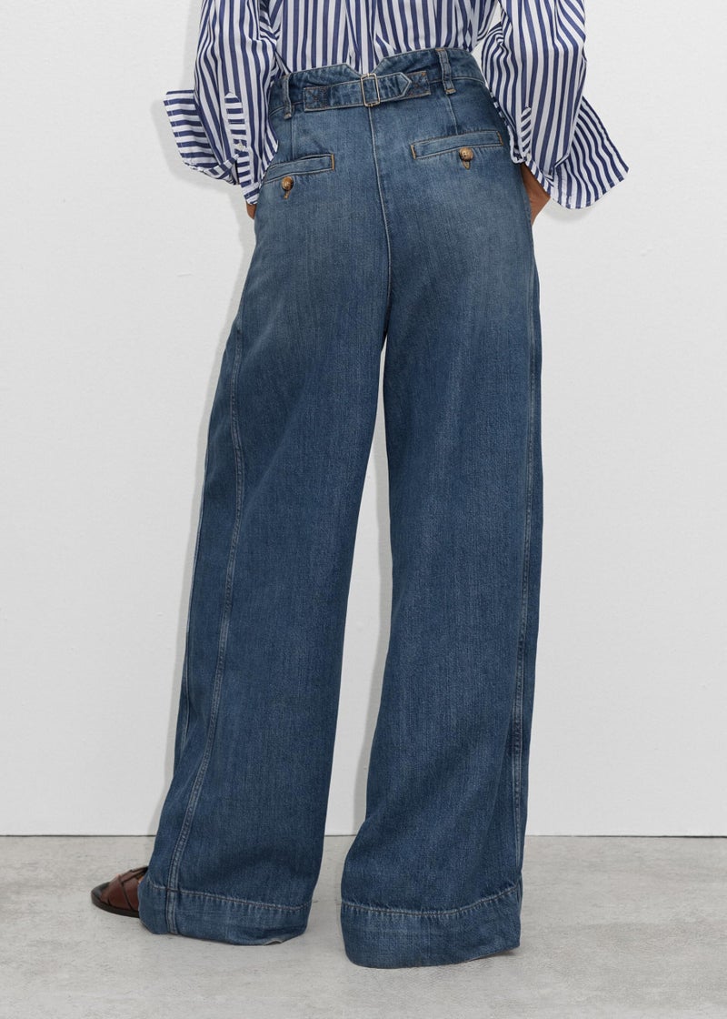 PLNOTME Women's High Waisted Wide Leg Jeans Baggy Mom Casual Denim Pants Wash Blue - Image 5