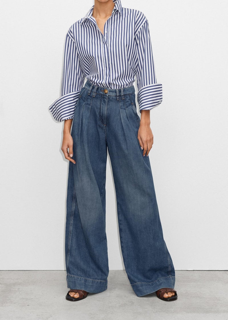 PLNOTME Women's High Waisted Wide Leg Jeans Baggy Mom Casual Denim Pants Wash Blue - Image 2