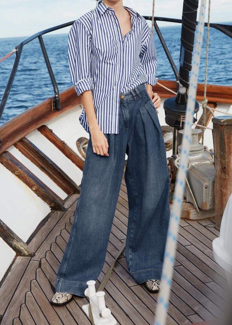 PLNOTME Women's High Waisted Wide Leg Jeans Baggy Mom Casual Denim Pants Wash Blue - Image 3
