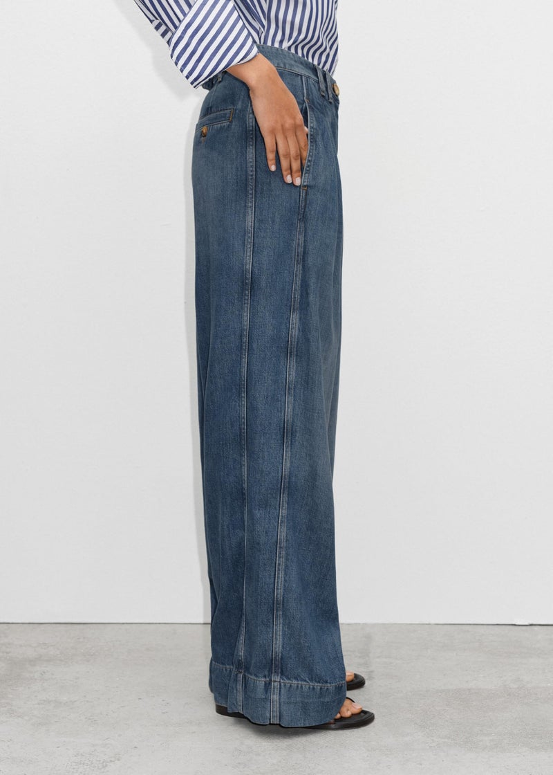 PLNOTME Women's High Waisted Wide Leg Jeans Baggy Mom Casual Denim Pants Wash Blue - Image 4