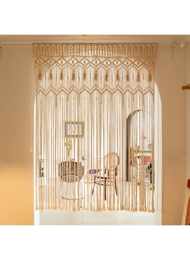Mkono Macrame Curtain Large Boho Woven Wall Hanging Window Curtains Handmade Bohemian Decor for Window Doorway Closet Wedding Backdrop Arch Bedroom Living Room Apartment  51  Wide x 70  Long - Image 4