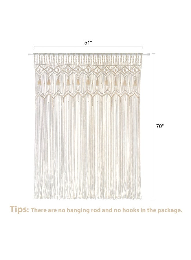 Mkono Macrame Curtain Large Boho Woven Wall Hanging Window Curtains Handmade Bohemian Decor for Window Doorway Closet Wedding Backdrop Arch Bedroom Living Room Apartment  51  Wide x 70  Long - Image 3