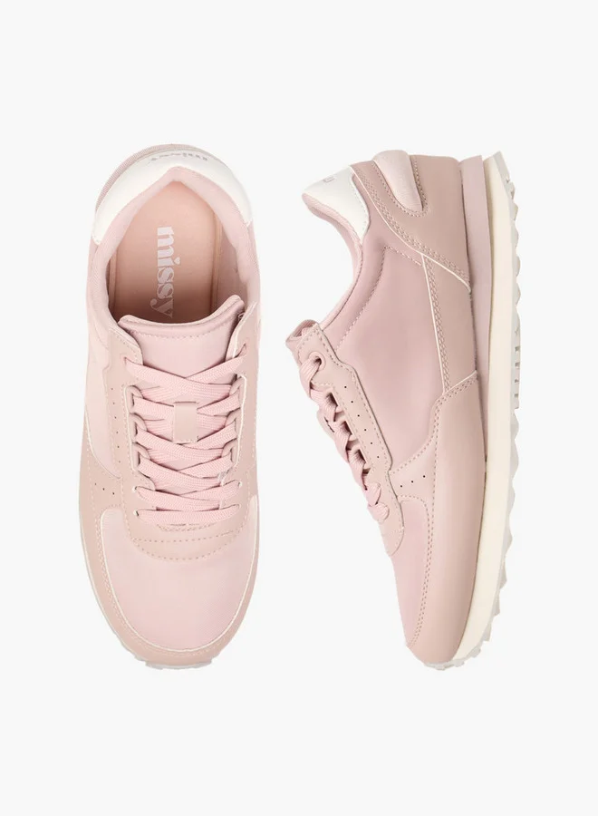 ميسي Women Panelled Sneakers with Lace-Up Closure