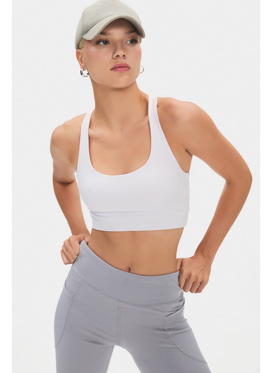 JOYSTAR Women's Halter Neck Anthracite Lightly Supported Back Detailed Coated Sports Bra  - Image 3
