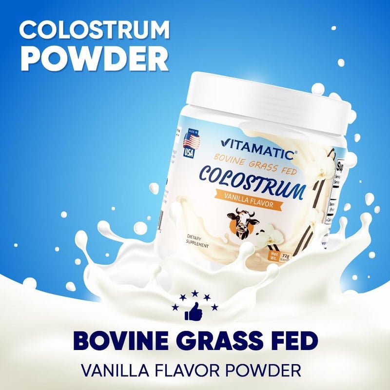 Vitamatic Bovine Colostrum Powder  Supplement for Gut Health Hair Growth Beauty Muscle Recovery  Immune Support  Easy to Mix  30 Servings 30 Servings Vanilla - Image 4