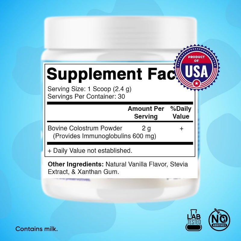 Vitamatic Bovine Colostrum Powder  Supplement for Gut Health Hair Growth Beauty Muscle Recovery  Immune Support  Easy to Mix  30 Servings 30 Servings Vanilla - Image 2