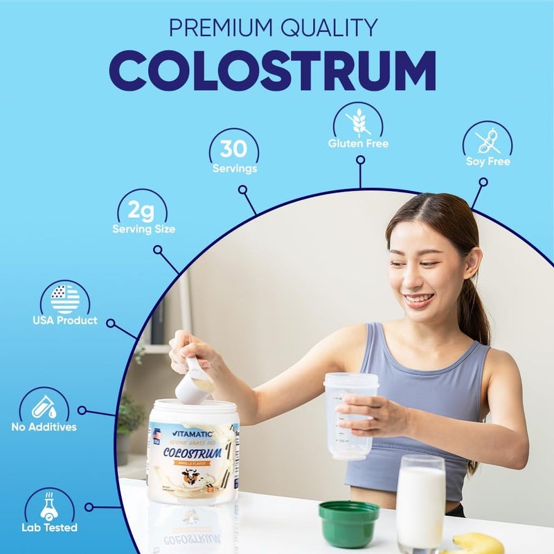 Vitamatic Bovine Colostrum Powder  Supplement for Gut Health Hair Growth Beauty Muscle Recovery  Immune Support  Easy to Mix  30 Servings 30 Servings Vanilla - Image 5