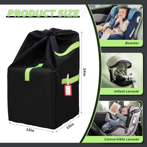 Zihvfzu Waterproof Car Seat Travel Bag Suitable for Airplane and Air Travel Durable Cushioned Backpack Design Suitable for Strollers Height Increasing Seats Convertible Seats with 1 Luggage Tag - Image 3