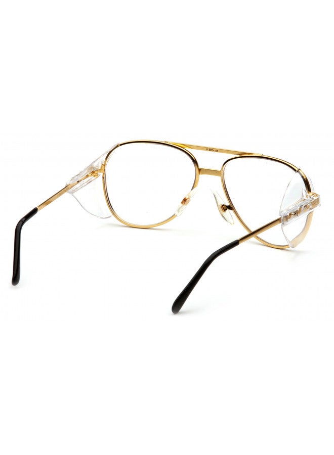 Pyramex Safety Pyramex Pathfinder Aviator Safety Glasses with Gold Frame and Clear Lens