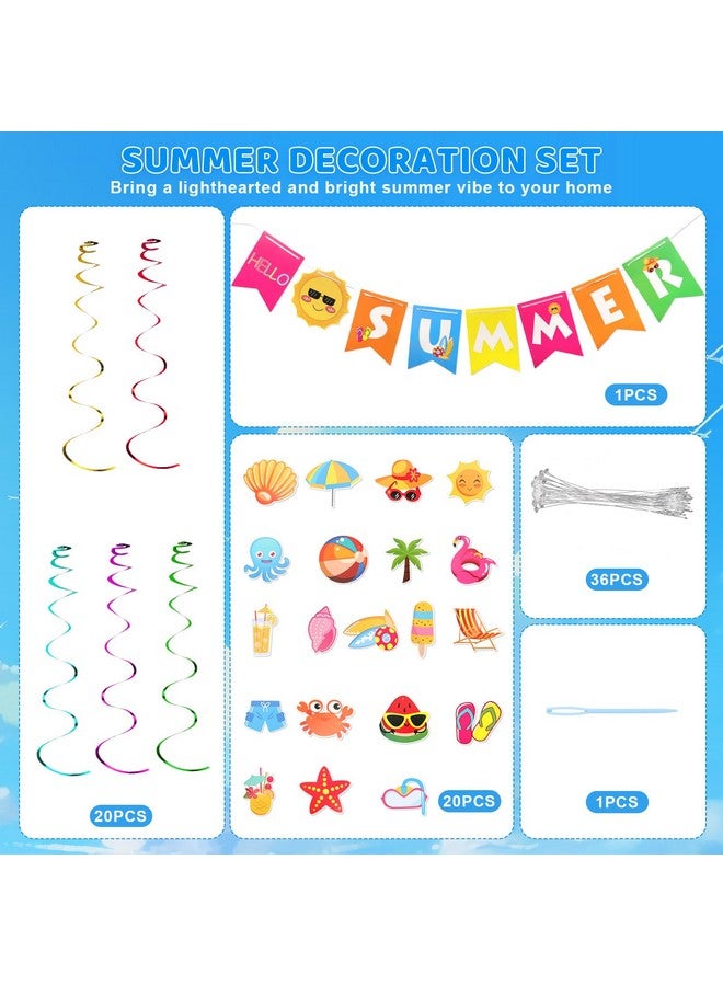 PEUTIER 41pcs Summer Party Decorations, Colorful Hello Summer Welcome Banner Summer Beach Pool Party Hanging Swirl Decorations for Home Office Kids School Classroom Party Decoration Supply  - Image 3