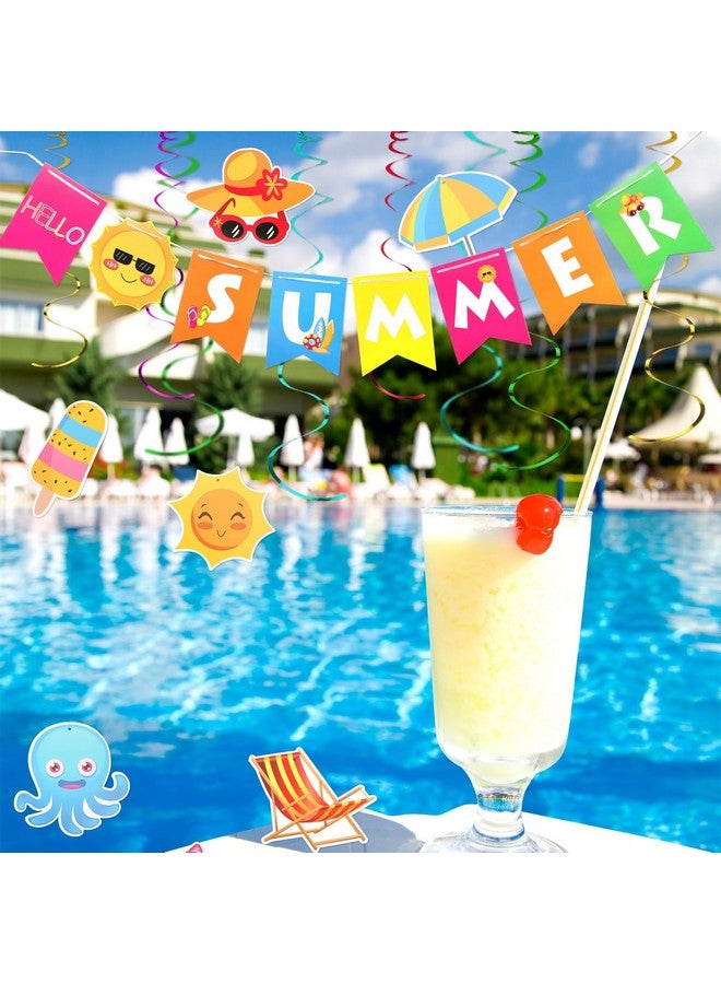 PEUTIER 41pcs Summer Party Decorations, Colorful Hello Summer Welcome Banner Summer Beach Pool Party Hanging Swirl Decorations for Home Office Kids School Classroom Party Decoration Supply  - Image 5