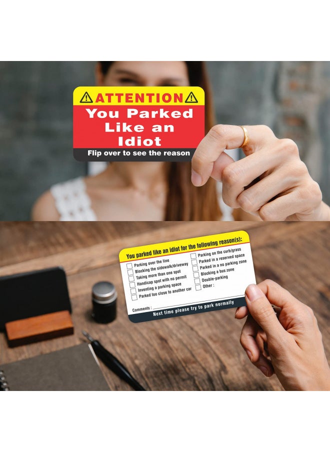 PARTH IMPEX PARTH iMPEX You Parked Like an Idiot Business Cards (Pack of 100) Bad Parking Cards 3.5"x2" Multi Reasons Violation stocking stuffers for adults  - Image 3