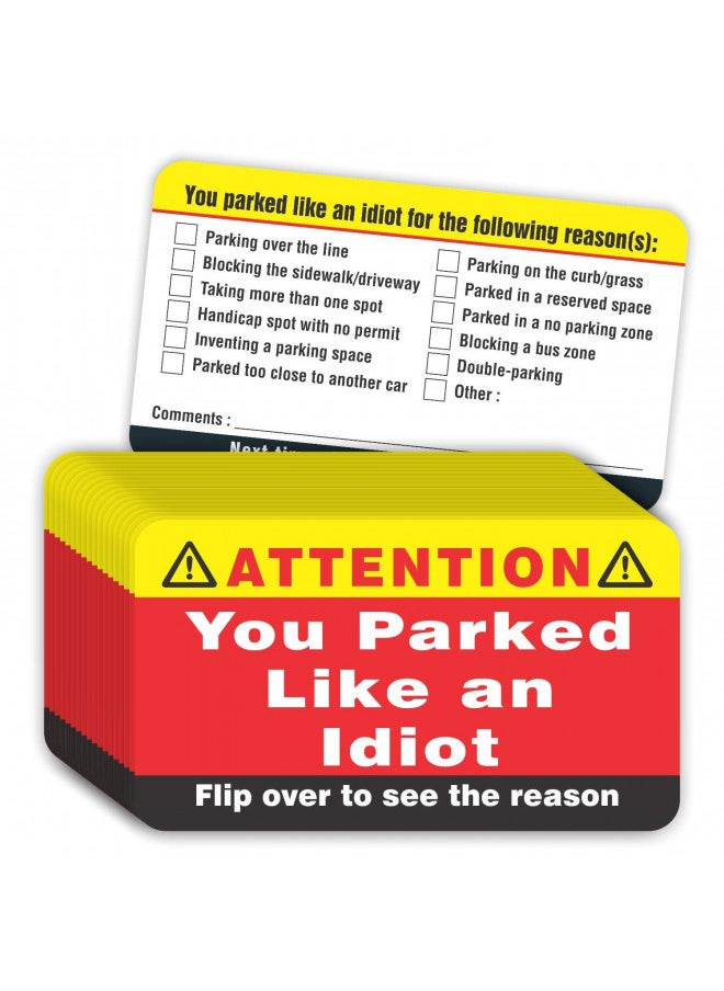 PARTH IMPEX PARTH iMPEX You Parked Like an Idiot Business Cards (Pack of 100) Bad Parking Cards 3.5"x2" Multi Reasons Violation stocking stuffers for adults  - Image 1