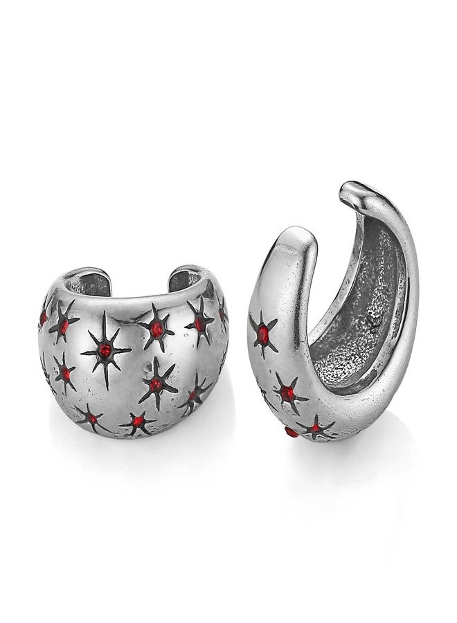 HZMAN Stainless Steel Eight-Point Star Ear Cuff, No Piercing Required Clip On Earring, 1.49cm/0.58in Gothic Geometric Jewelry, Non-Adjustable Ear Climber for Women & Men - Image 1