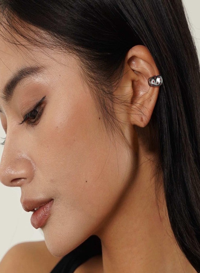 HZMAN Stainless Steel Eight-Point Star Ear Cuff, No Piercing Required Clip On Earring, 1.49cm/0.58in Gothic Geometric Jewelry, Non-Adjustable Ear Climber for Women & Men - Image 3