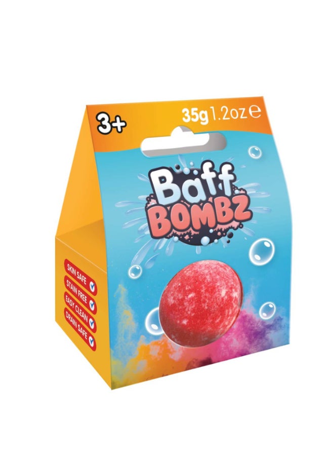 Zimpli Kids قنابل الاستحمام BAFF BOMBZ من زيمبلي كيدز - عبوة دائرية واحدة، قنبلة استحمام فوارة للأطفال، لعبة تغيير لون الماء أثناء الاستحمام، آمنة للبشرة، آمنة للصرف، سهلة التنظيف، خالية من البقع، قابلة للتحلل، مصنوعة في المملكة المتحدة - Image 1