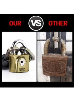 ZIGLY ZIGLY Mindy AntiCounterfeiting Hard Steel Keyed Padlocks Vintage Locks 4 Keys Golden  - Image 5