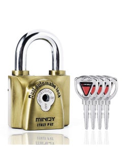 ZIGLY ZIGLY Mindy AntiCounterfeiting Hard Steel Keyed Padlocks Vintage Locks 4 Keys Golden  - Image 1