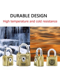 ZIGLY ZIGLY Mindy AntiCounterfeiting Hard Steel Keyed Padlocks Vintage Locks 4 Keys Golden  - Image 3