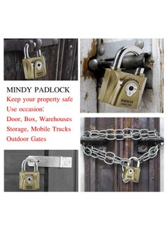 ZIGLY ZIGLY Mindy AntiCounterfeiting Hard Steel Keyed Padlocks Vintage Locks 4 Keys Golden  - Image 4