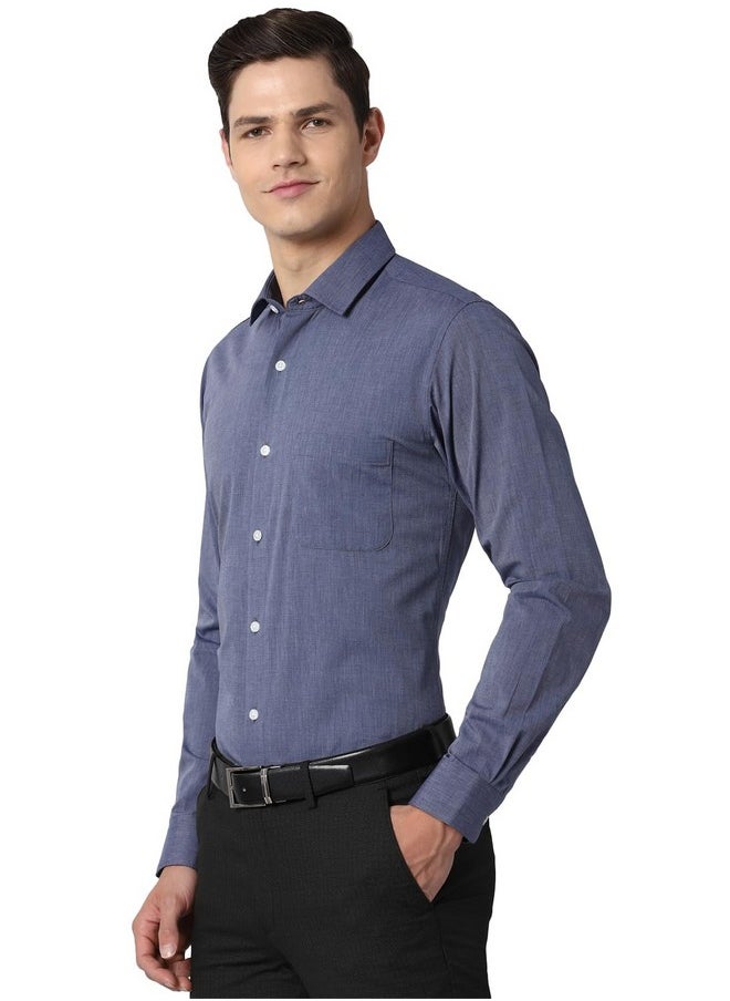 Peter England Peter England Men's Printed Slim Fit Shirt (PESFOSLB791408_Blue 42)  - Image 2