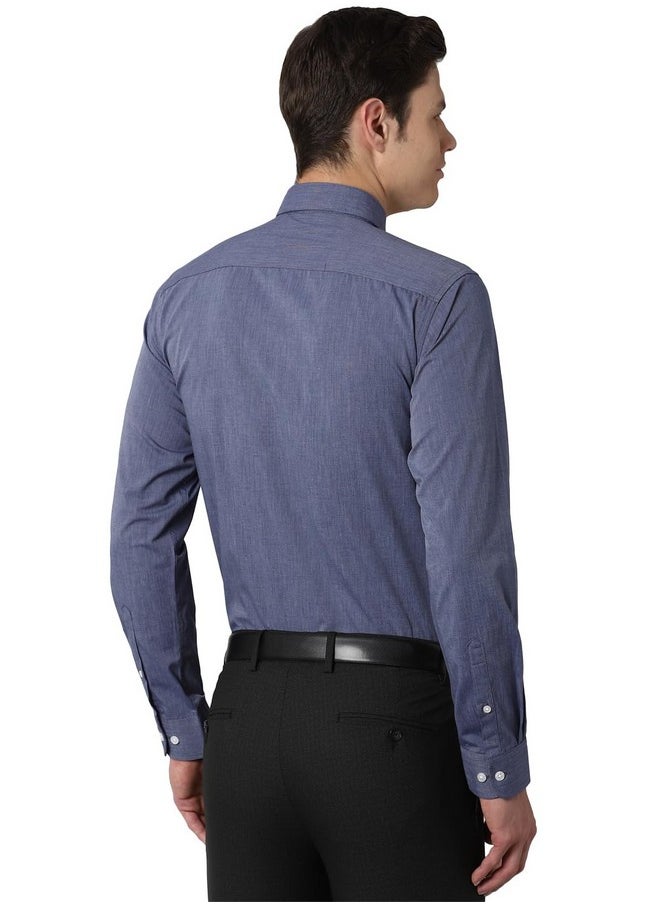 Peter England Peter England Men's Printed Slim Fit Shirt (PESFOSLB791408_Blue 42)  - Image 3