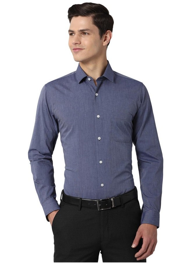 Peter England Peter England Men's Printed Slim Fit Shirt (PESFOSLB791408_Blue 42)  - Image 1