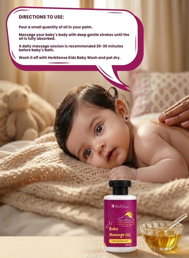 Herbsense Baby Massage Oil -Enriched with Wood Pressed Oils, Zero Preservative & Chemical,Ayurvedic maalish oil for kids and babies, Nourishing & Moisturizing | 200ml - Image 5