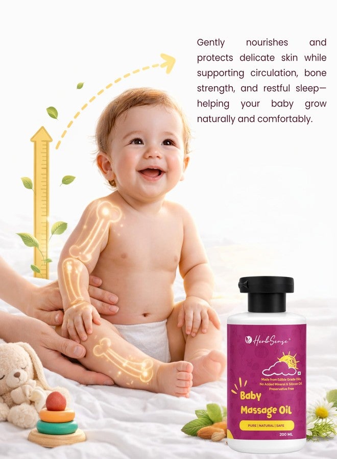 Herbsense Baby Massage Oil -Enriched with Wood Pressed Oils, Zero Preservative & Chemical,Ayurvedic maalish oil for kids and babies, Nourishing & Moisturizing | 200ml - Image 4